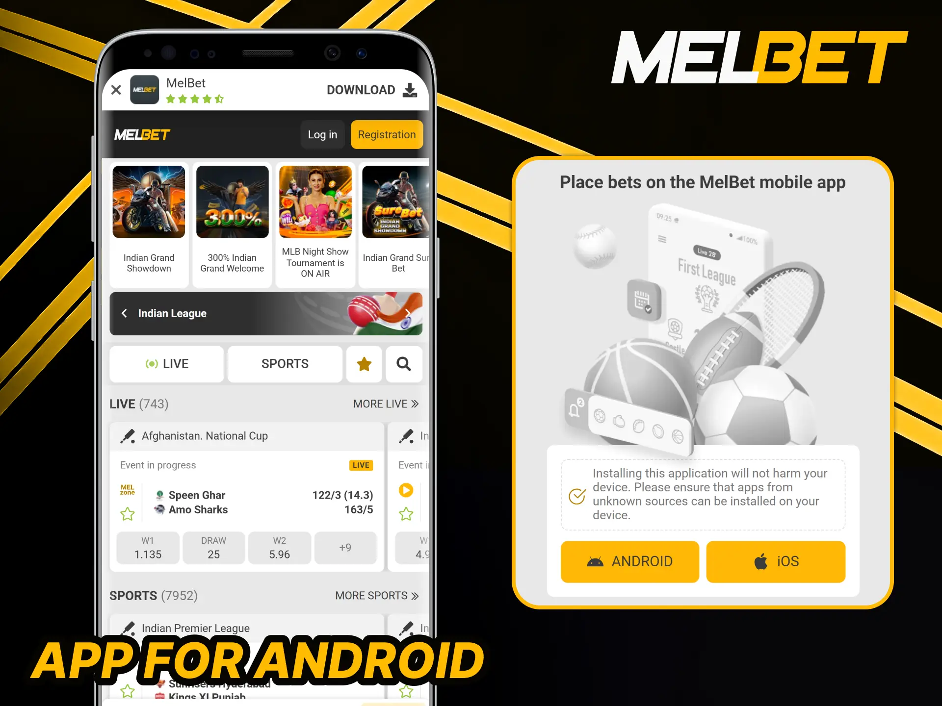 Play anytime anywhere with Melbet Andoid app.