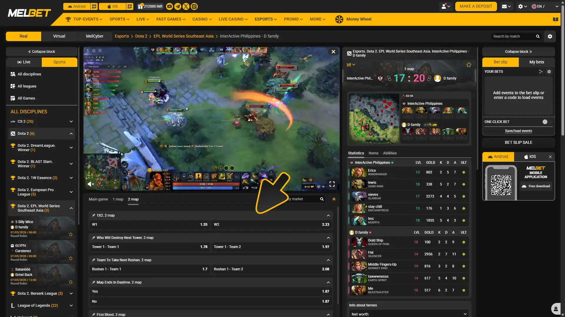 Watch the stats and place your esports bet at Melbet sportsbook.