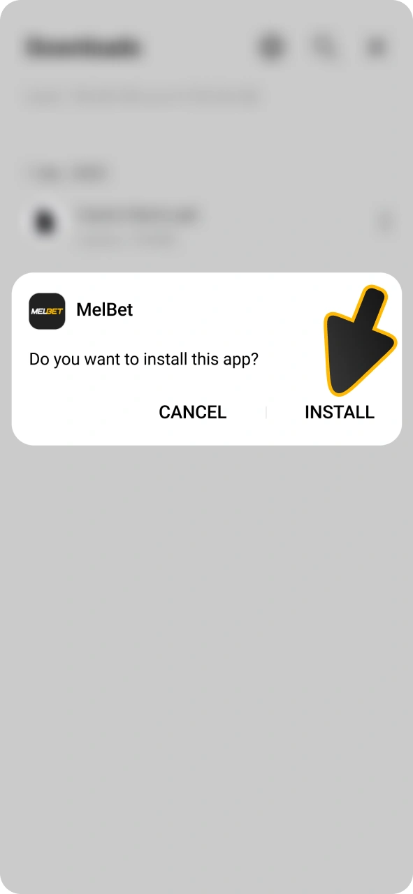 Install Melbet app and open it to register.